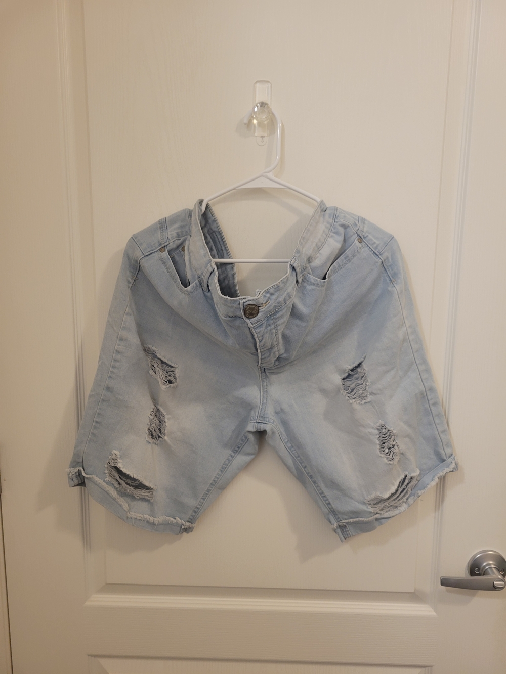 Light Wash Distressed Denim Shorts
